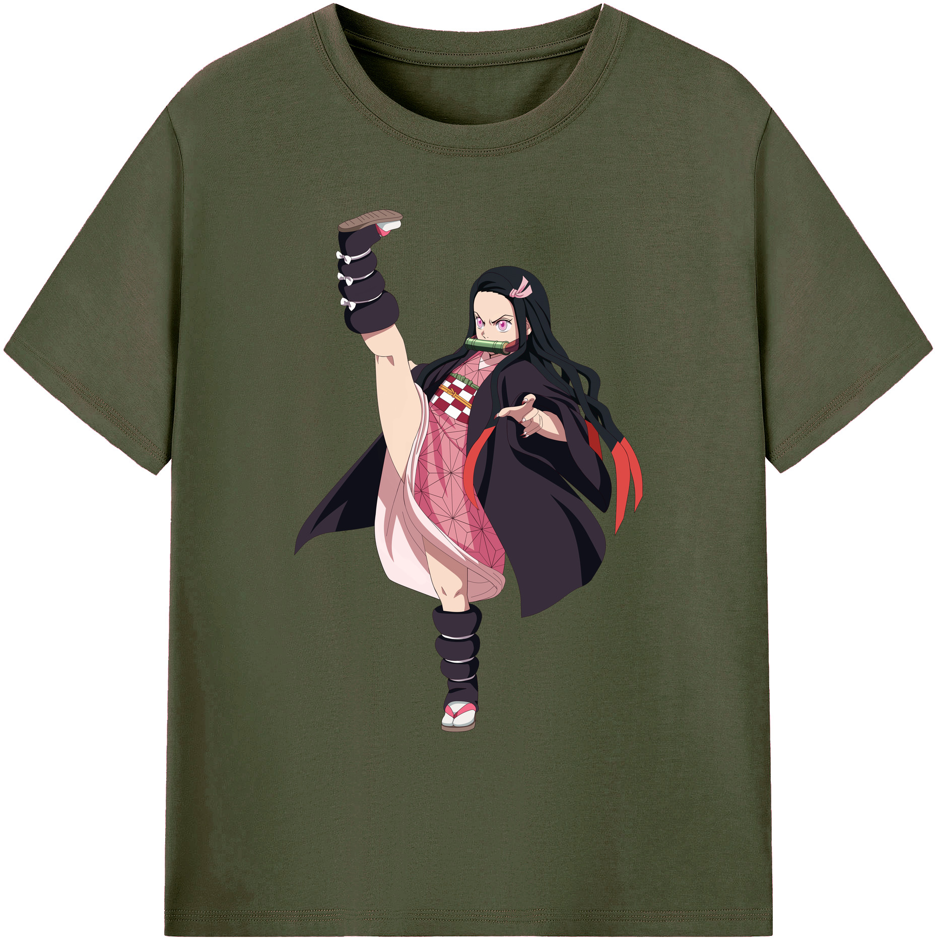 （画像用） 鬼滅の刃（きめつのやいば）竈門 禰󠄀豆子／かまど ねずこ Kamado Nezuko 綿100％ メンズ半袖Tシャツ｜肌触りやわらか＆通気性